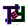 Outlines of the letters T, E, and Y in purple, pink, and green, on a black background. Nine hand-drawn yellow stars surround the letters.